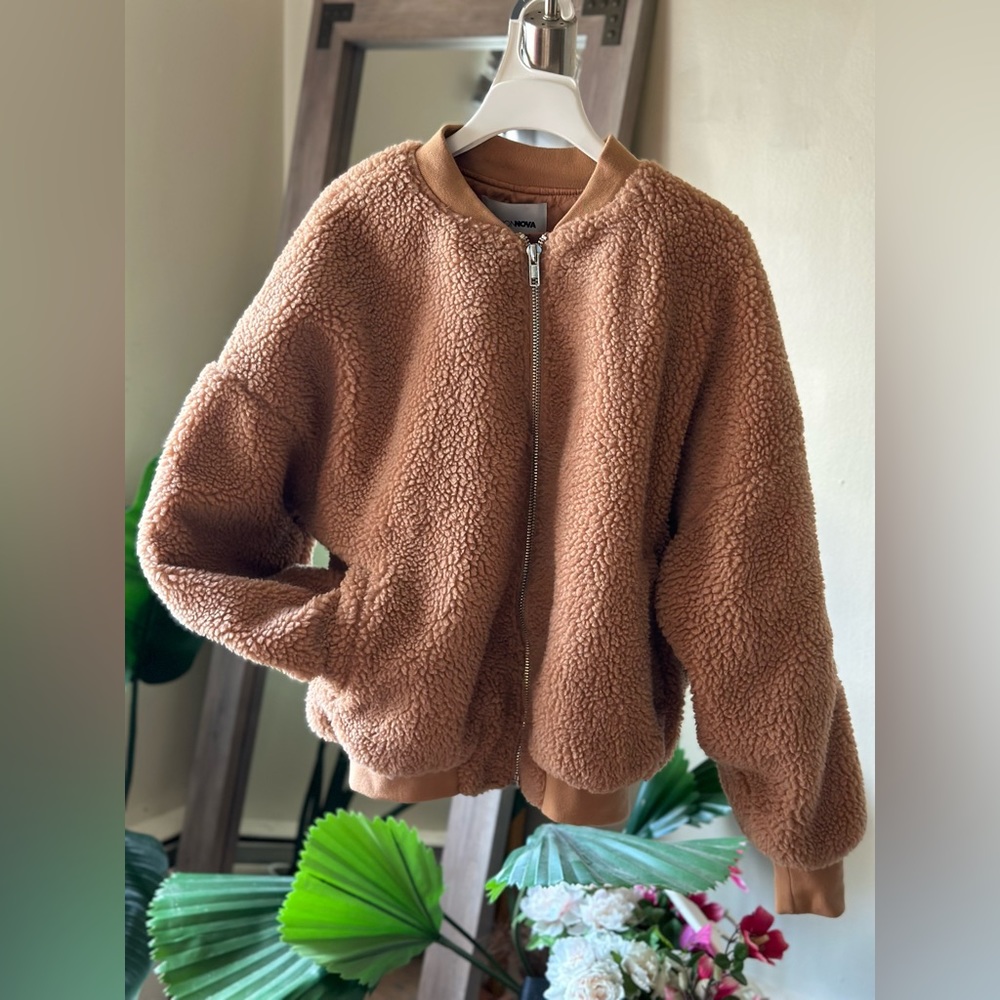 Fashion Nova fuzzy bomber jacket